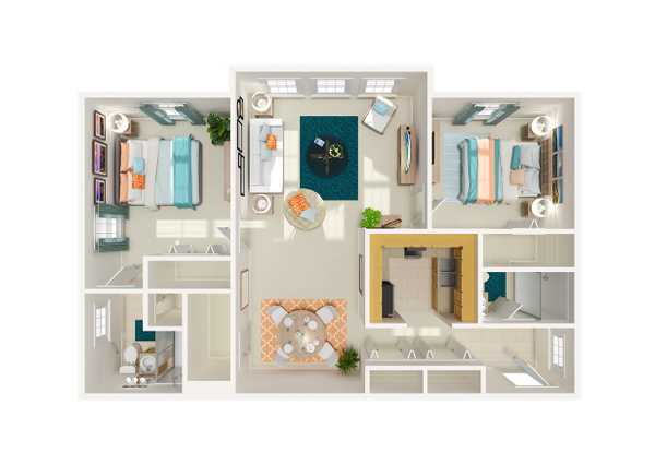 2 bedroom senior apartment floor plan