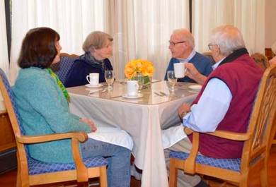 senior residents enjoying tea