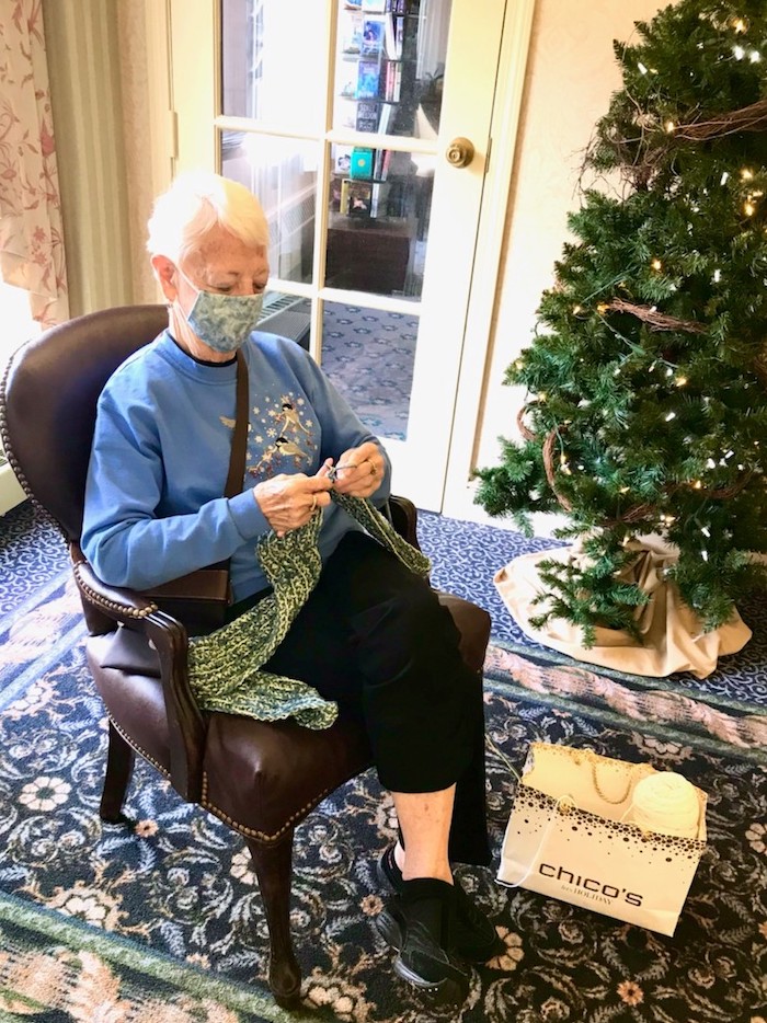 senior resident knitting