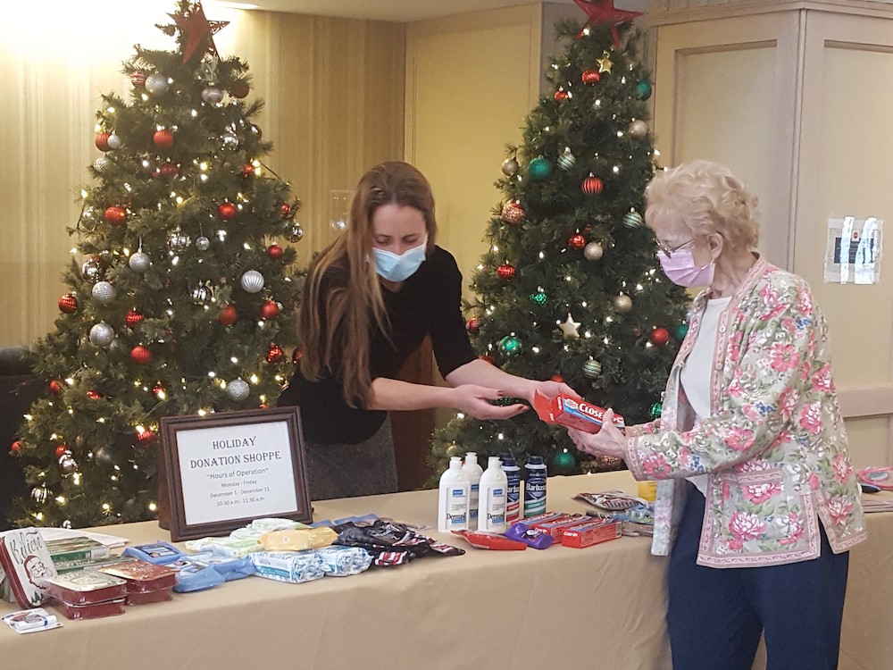 resident at arbors holiday donation shoppe