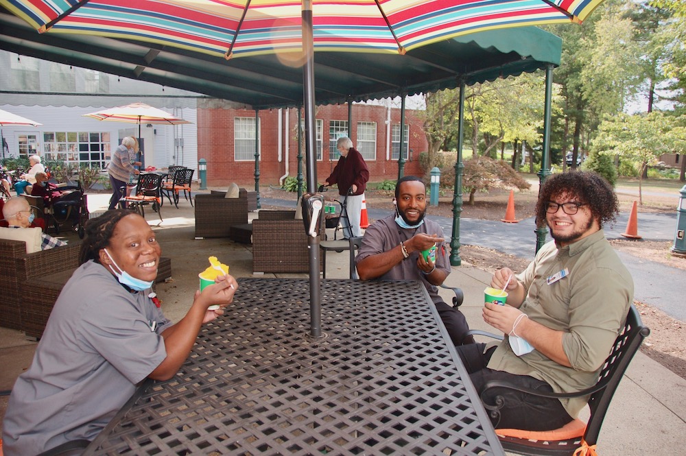 arbors staff enjoying kona ice