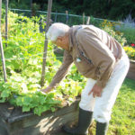 senior resident tending to garden