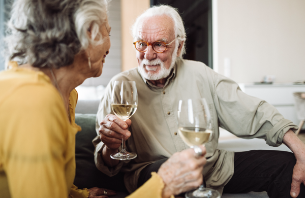 seniors enjoying wine