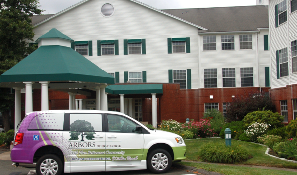 arbors van outside of entrance