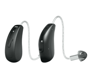 black behind-the-ear hearing aids